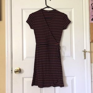 Pomelo Striped Wrap-Style Dress